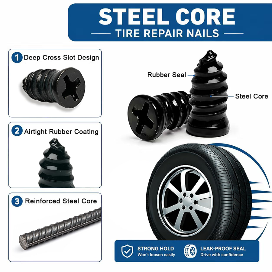 🔥 Last Day 50% OFF 🔥 Self-Sealing Tire Repair Rubber Nails Kit with 2 Sizes