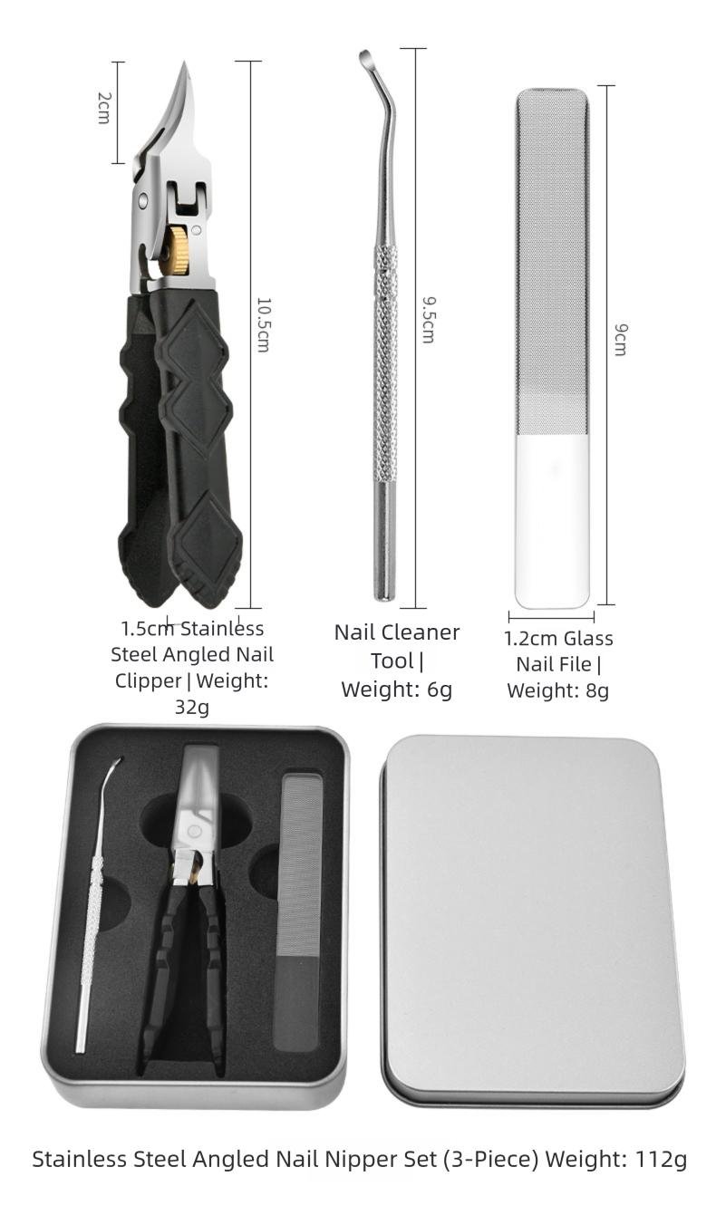 🔥Don’t miss out! 50% OFF ends in hours -Black Anti-Slip Grip Gear Lock Nail Clipper Set with Ultra-Sharp Tips for Precise Access to Nail Grooves