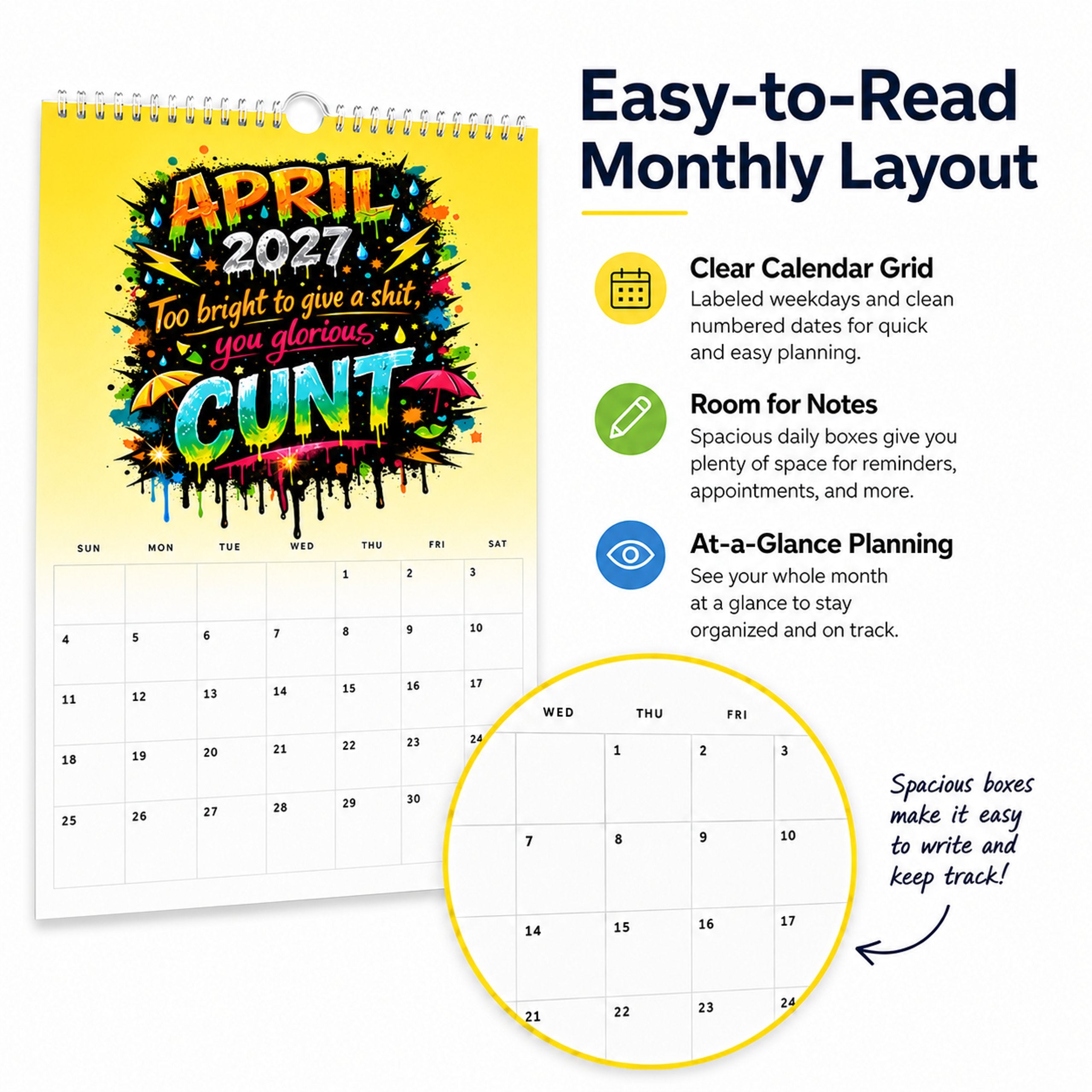 💥Early Bird Sale — 49% OFF🎁2027 Year of the Cunt Wall Calendar – Bold Graffiti Humor Calendar📆🌟