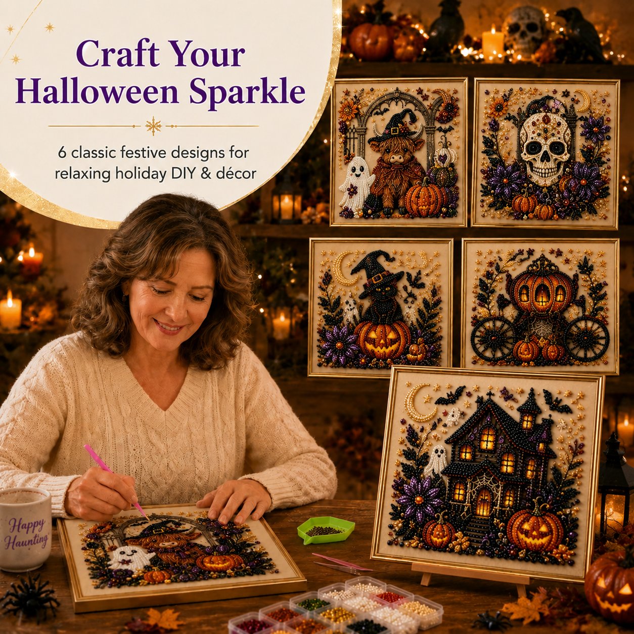 🔥 Last Day 49% OFF – 👻✨ Halloween Pearl Art DIY Kit – Turn Tiny Pearls into Spooky-Cute Magic (📦Buy 2 Free Shipping)