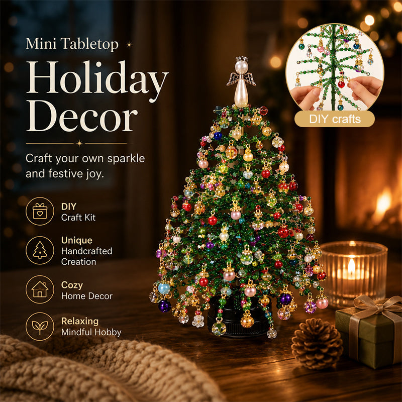 Mini Tabletop DIY Beaded Christmas Tree Craft Kit | Handmade Holiday Home Decor