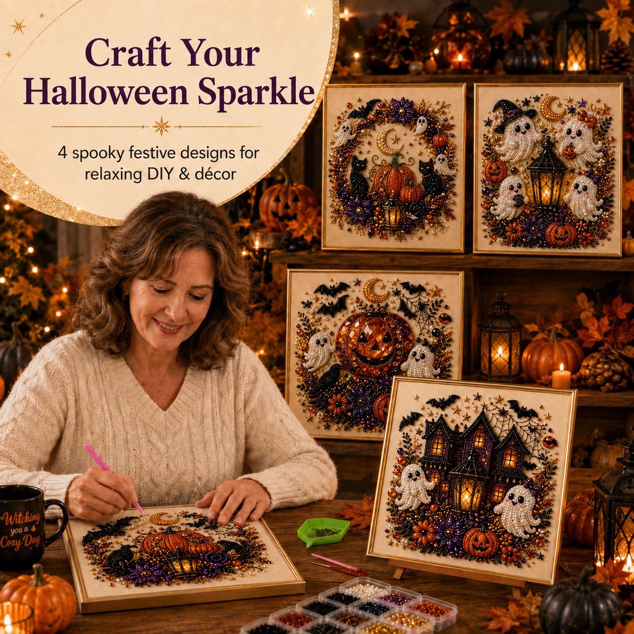 🔥 Last Day 49% OFF – 👻✨ Halloween Pearl Art DIY Kit – Turn Tiny Pearls into Spooky-Cute Magic (📦Buy 2 Free Shipping)