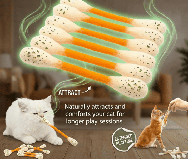 🎁[Buy 1 Get 3 FREE]❤️For happy, healthy, and active indoor cats🐱Swabs Large Size Cat Toys with Catnip