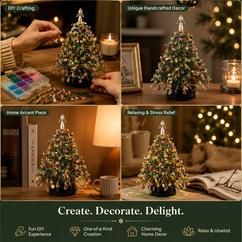 Mini Tabletop DIY Beaded Christmas Tree Craft Kit | Handmade Holiday Home Decor