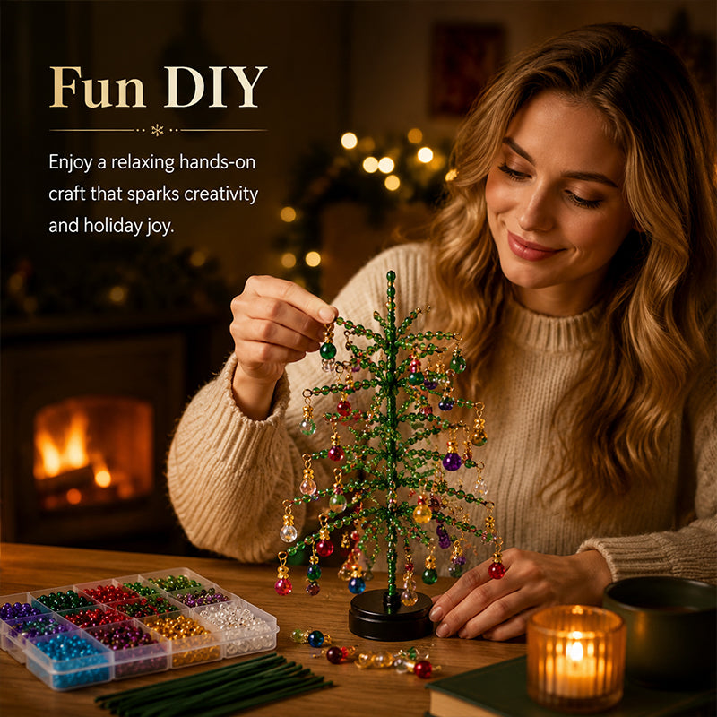 Mini Tabletop DIY Beaded Christmas Tree Craft Kit | Handmade Holiday Home Decor