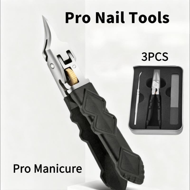 🔥Don’t miss out! 50% OFF ends in hours -Black Anti-Slip Grip Gear Lock Nail Clipper Set with Ultra-Sharp Tips for Precise Access to Nail Grooves
