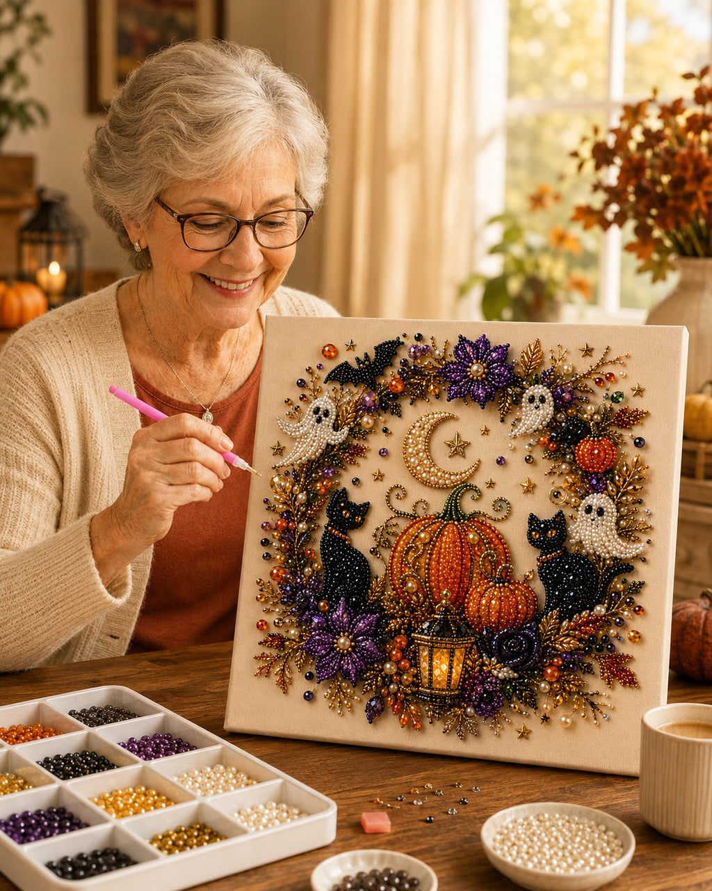 🔥 Last Day 49% OFF – 👻✨ Halloween Pearl Art DIY Kit – Turn Tiny Pearls into Spooky-Cute Magic (📦Buy 2 Free Shipping)