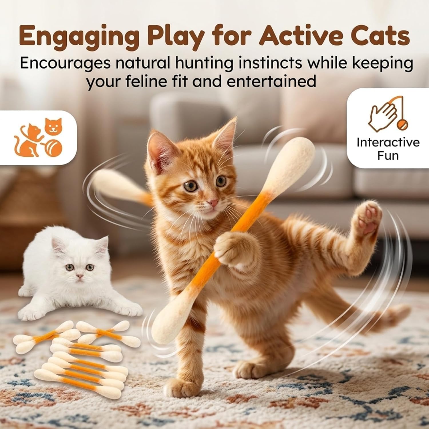 🎁[Buy 1 Get 3 FREE]❤️For happy, healthy, and active indoor cats🐱Swabs Large Size Cat Toys with Catnip
