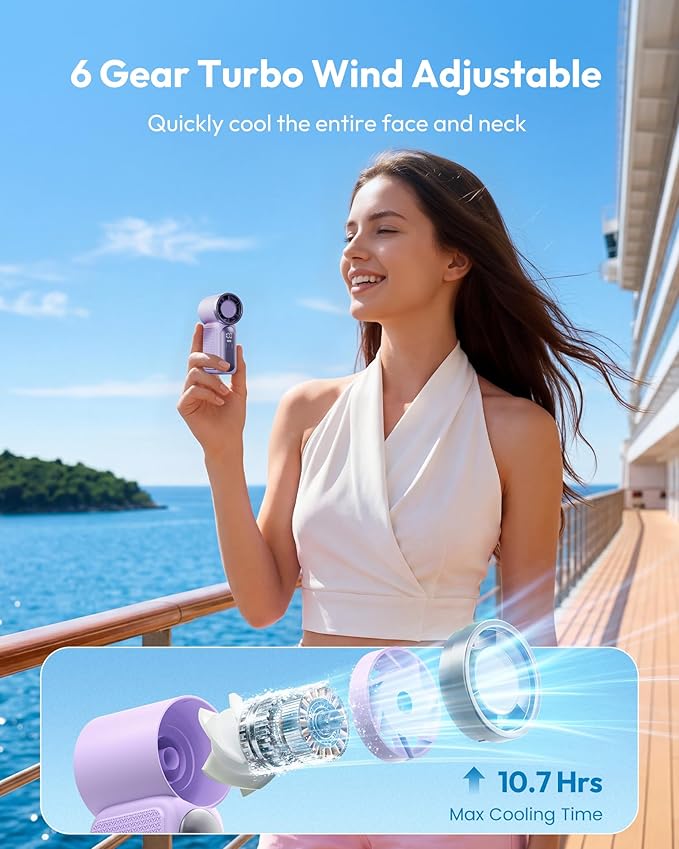 🔥 50% OFF Today! 16900 RPM Turbo Handheld Fan ❄️ Pocket-Sized AC (10-Hr Battery)