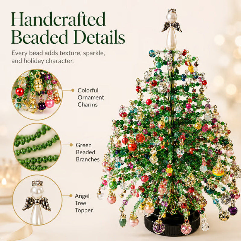 Mini Tabletop DIY Beaded Christmas Tree Craft Kit | Handmade Holiday Home Decor