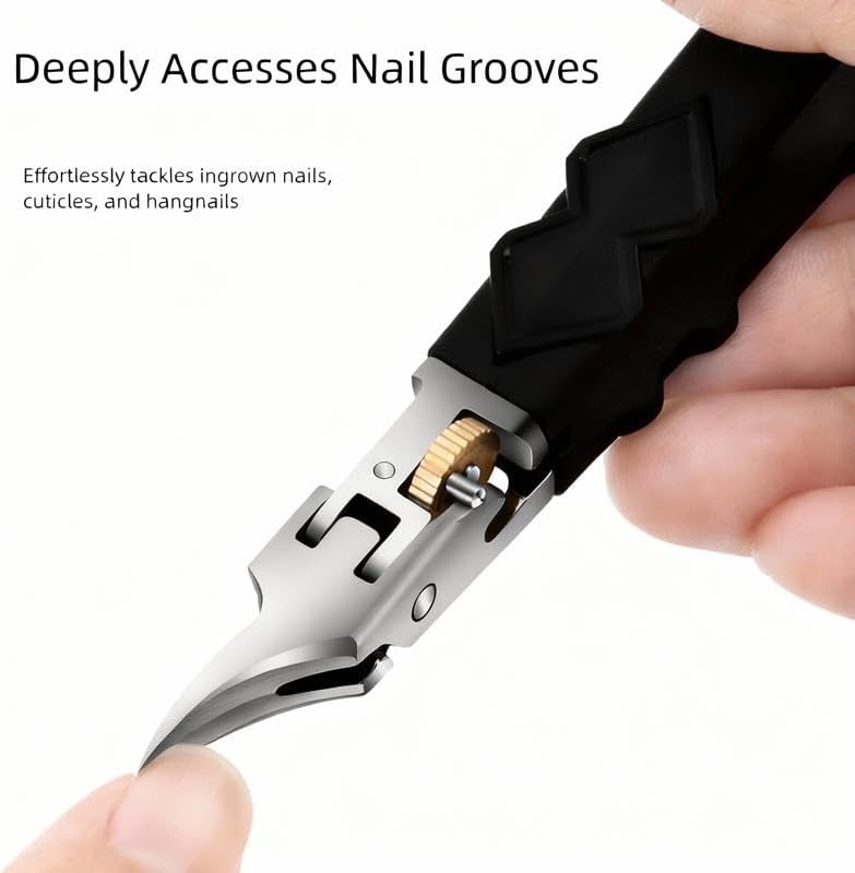 🔥Don’t miss out! 50% OFF ends in hours -Black Anti-Slip Grip Gear Lock Nail Clipper Set with Ultra-Sharp Tips for Precise Access to Nail Grooves