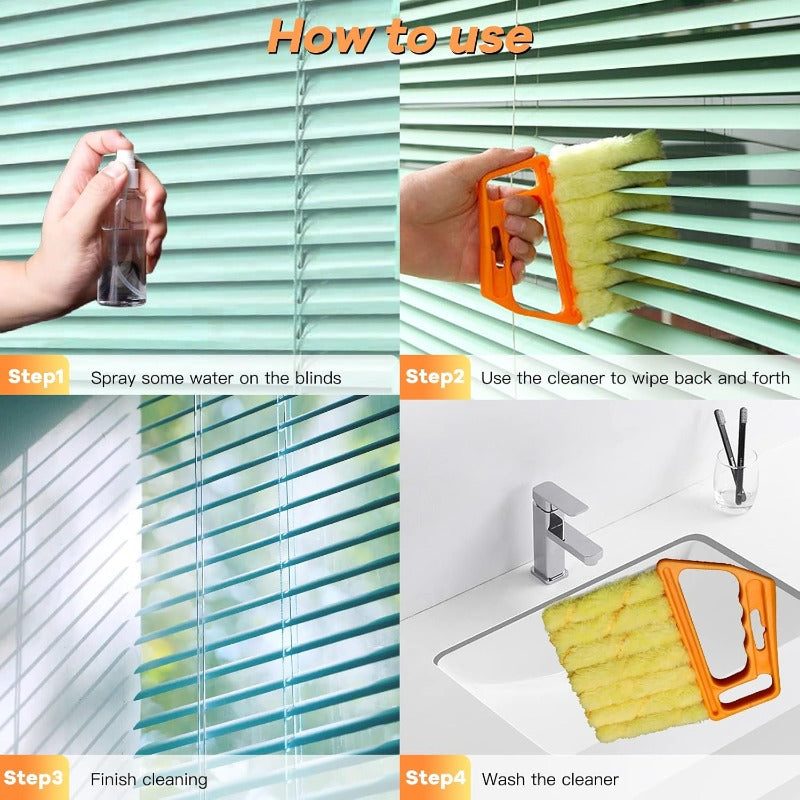 🚨🚨Buy 2 Get 1 FREE –  Perfect for every room in your house!🏠 | 7-Finger Magic Blind Cleaner Brush ✨ Clean 6 Slats at Once! 10X Faster Efficiency ⏱️