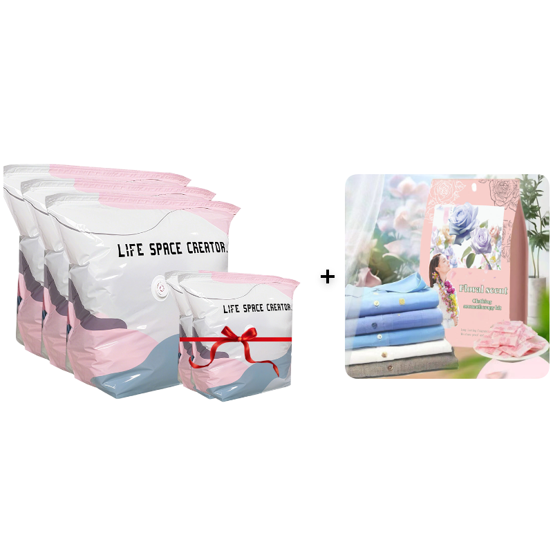 Buy 1 Get 1 FREE ⏳ No-Pump Large Vacuum Compression Bags 🏡 Maximize Your Space NOW! 🚀💨