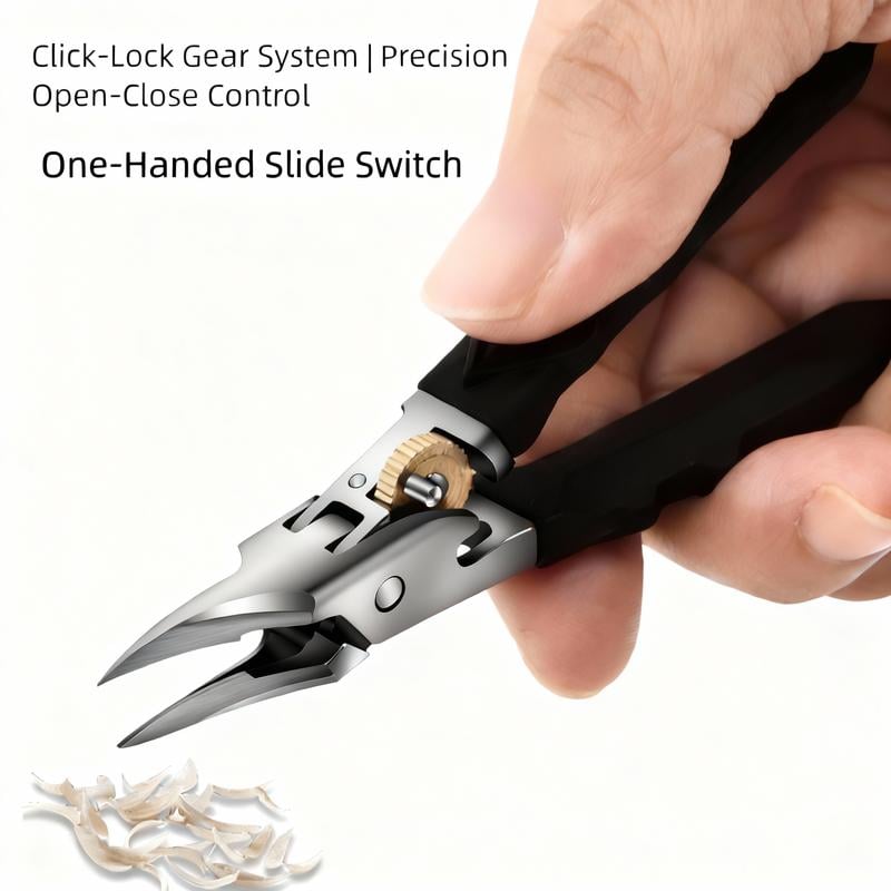 🔥Don’t miss out! 50% OFF ends in hours -Black Anti-Slip Grip Gear Lock Nail Clipper Set with Ultra-Sharp Tips for Precise Access to Nail Grooves