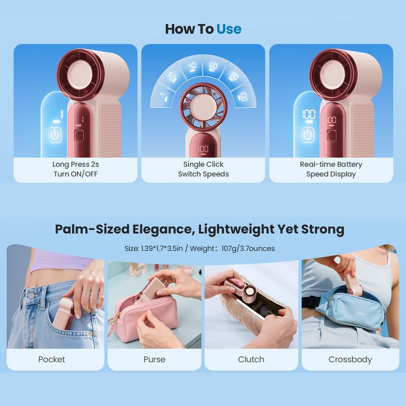 🔥 50% OFF Today! 16900 RPM Turbo Handheld Fan ❄️ Pocket-Sized AC (10-Hr Battery)