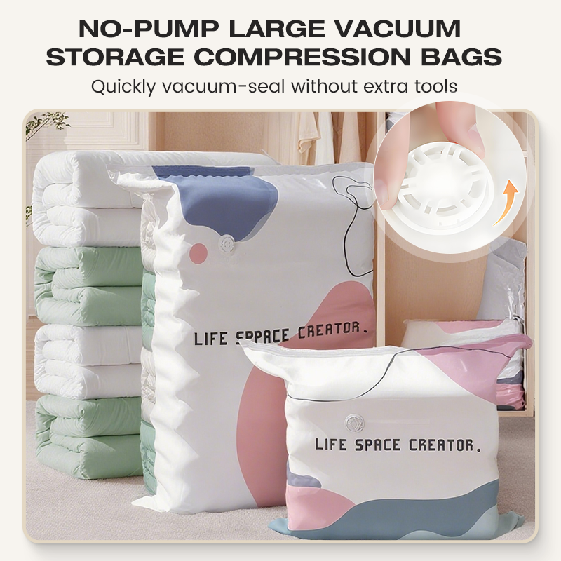 Buy 1 Get 1 FREE ⏳ No-Pump Large Vacuum Compression Bags 🏡 Maximize Your Space NOW! 🚀💨