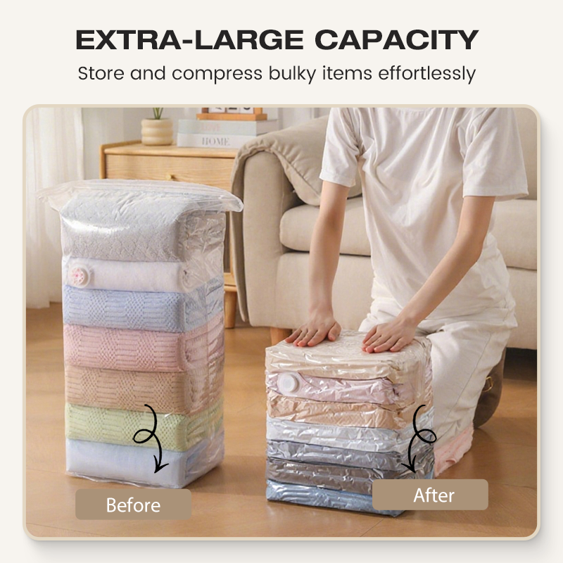 Buy 1 Get 1 FREE ⏳ No-Pump Large Vacuum Compression Bags 🏡 Maximize Your Space NOW! 🚀💨