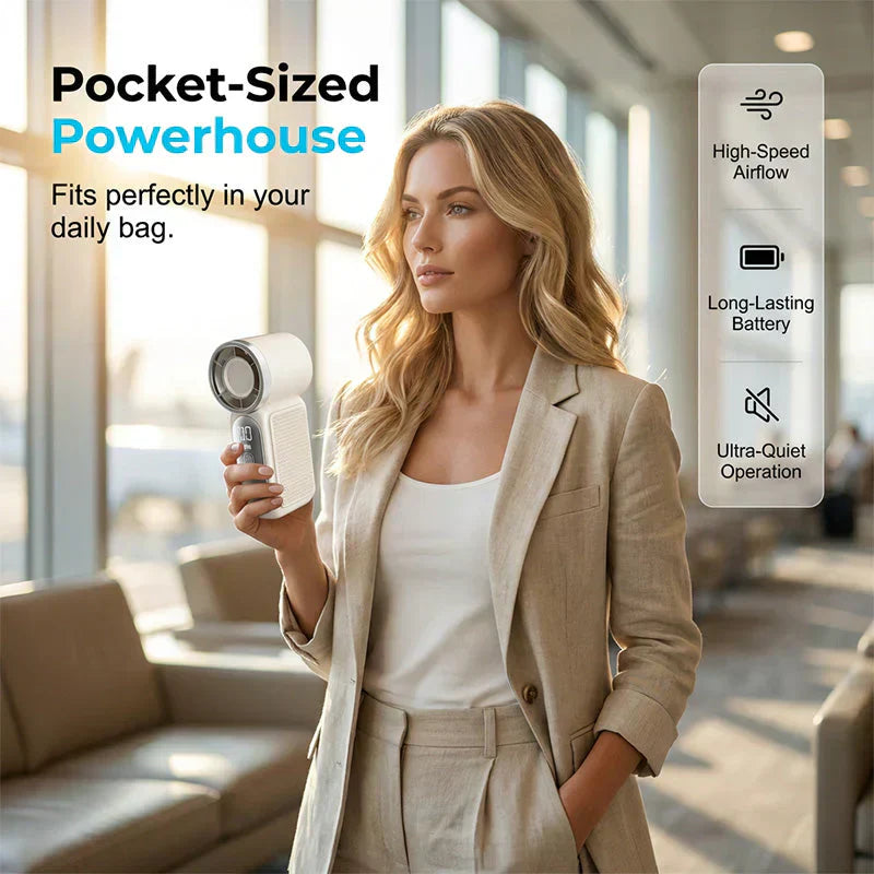 🔥 50% OFF Today! 16900 RPM Turbo Handheld Fan ❄️ Pocket-Sized AC (10-Hr Battery)